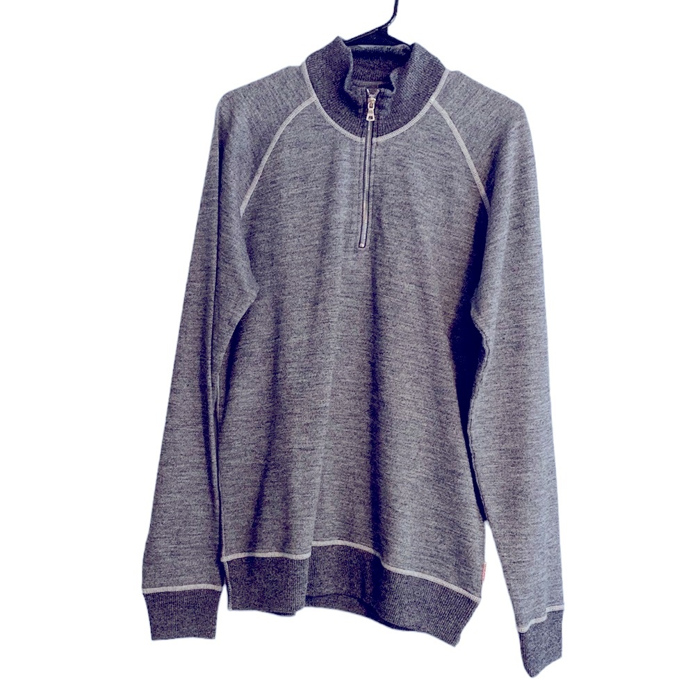 Men’s Orlebar Brown 1/4 Zip Wool Blend Heather Gray Sweater Medium